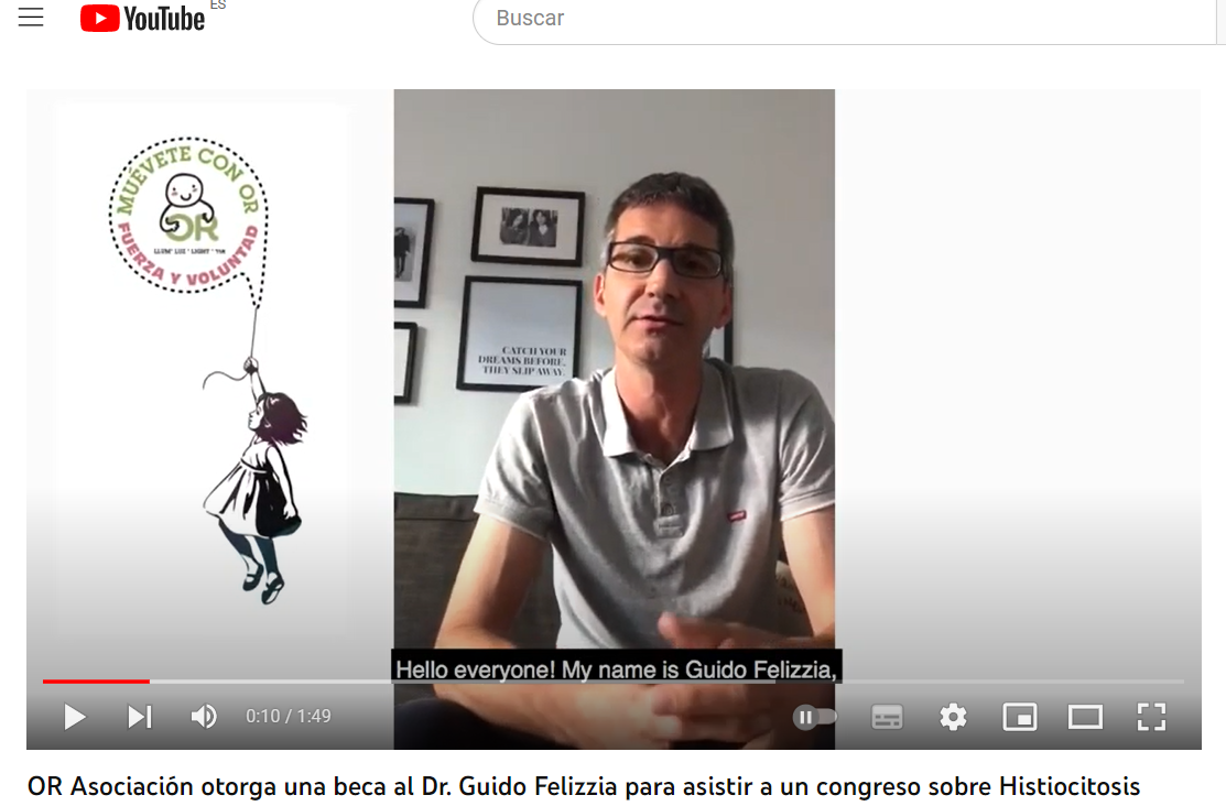 Puedes ver el mensaje de Guido contando su experiencia en el congreso de la Histiocyte Society y el congreso de la SIOP en Barcelona y agradeciendo el esfuerzo de OR Asociación. 